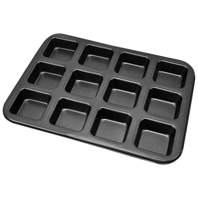 Amonsee Mini Loaf Baking Pans 12 Cavity Brownie Baking Pan Carbon Steel