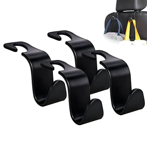 Amooca Universal Multifunctional Car Vehicle Headrest Hook, Organizer  Hanger Storage Hook for Bag Purse Cloth Grocery (Beige Set of 4)