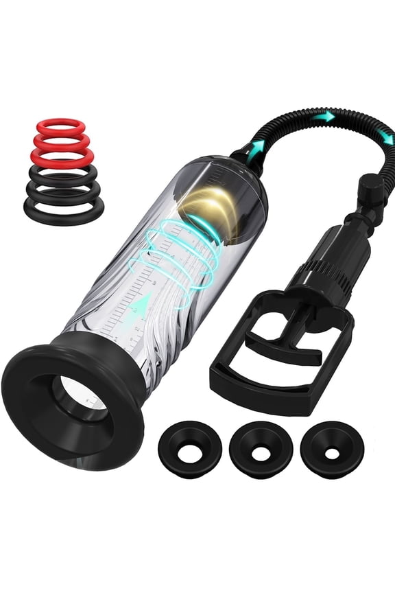 Vacuum Enhancement Pump, Adult Sex Toys for Men, Black, 10 Count