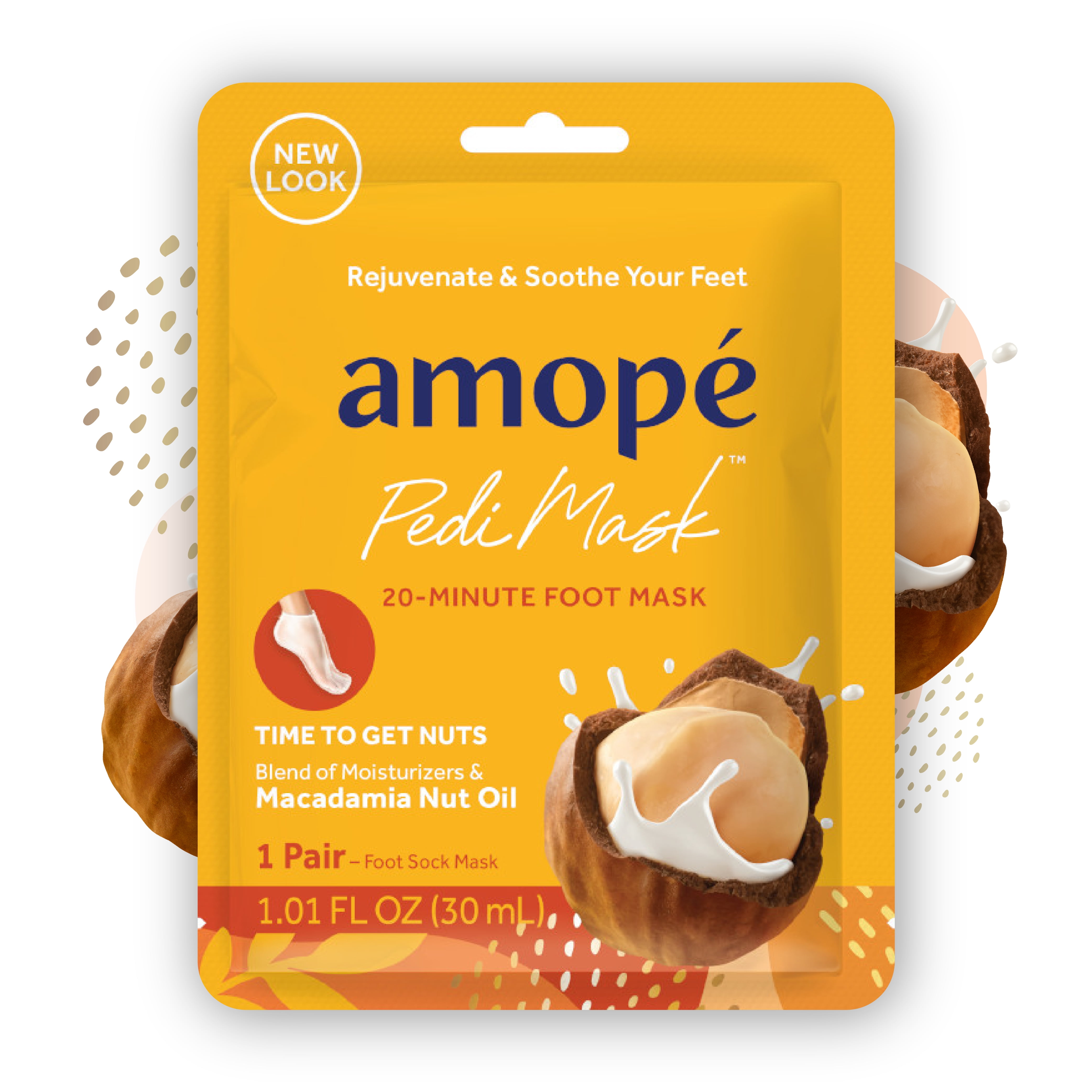 Amop PediMask 20-Minute Foot Mask - Time to Get Nuts with Macadamia Nut Oil