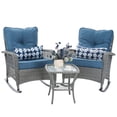 thumbnail image 1 of Amopatio 3 Piece Patio Set Rocking, Rattan Outdoor Rocking Patio Bistro Set with 2 Rockers and 1 Side Table with 4‘’ Thick Cushions for Backyard, Porch, Balcony, Poolside, 1 of 7