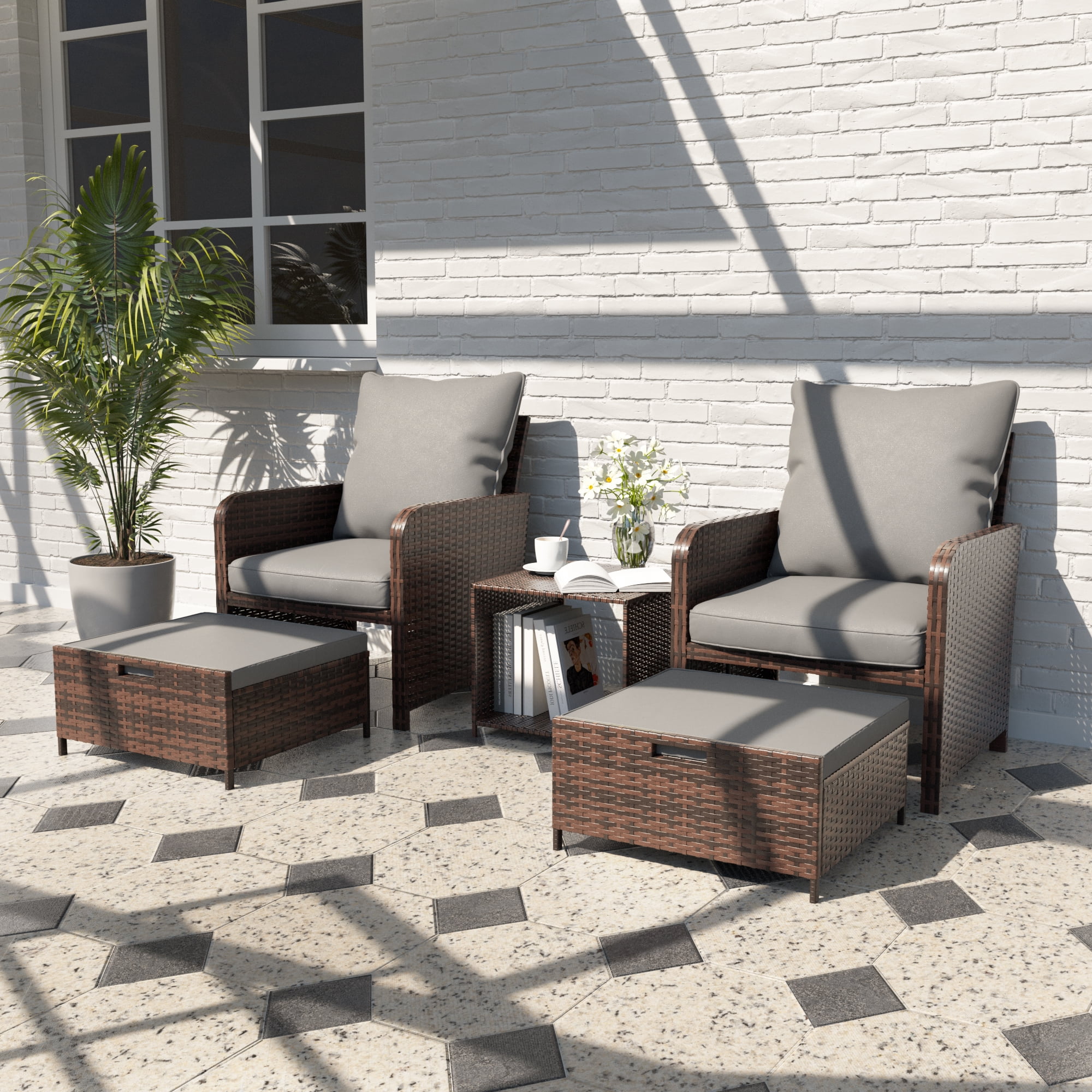 Patio chairs with ottoman large walmart