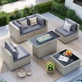 thumbnail image 1 of Amopatio 6 Pieces Patio Conversation Set With Firepit, Outdoor Sectional PE Rattan Wicker Furniture Seat,GRAY, 1 of 11