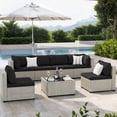 thumbnail image 1 of Amopatio 7 Pieces Patio Conversation Set, Outdoor Sectional PE Rattan Wicker Furniture Seat,BLACK, 1 of 9