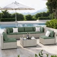 thumbnail image 1 of Amopatio 7 Pieces Patio Conversation Set, Outdoor Sectional PE Rattan Wicker Furniture Seat,GREEN, 1 of 9