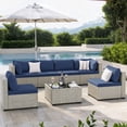 thumbnail image 1 of Amopatio 7 Pieces Patio Conversation Set, Outdoor Sectional PE Rattan Wicker Furniture Seat,NAVY, 1 of 9