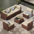 thumbnail image 1 of Amopatio 7 Pieces Patio Furniture Set, Outdoor Furniture Sectional Rattan Sofa with Slanted Back, Patio Couch with Glass Coffee Table for Backyard Garden Khaki, 1 of 9