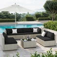 thumbnail image 1 of Amopatio 9 Pieces Patio Conversation Set, Outdoor Sectional PE Rattan Wicker Furniture Seat,BLACK, 1 of 8