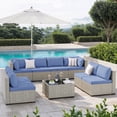 thumbnail image 1 of Amopatio 9 Pieces Patio Conversation Set, Outdoor Sectional PE Rattan Wicker Furniture Seat,Haze Blue, 1 of 8