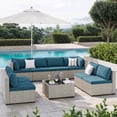 thumbnail image 1 of Amopatio 9 Pieces Patio Conversation Set, Outdoor Sectional PE Rattan Wicker Furniture Seat,Peacock Blue, 1 of 10