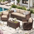 thumbnail image 1 of Ampatio 7 Pieces Patio Furniture Outdoor Conversation Set Rattan Wicker Outdoor Sectional Sofa with Swivel Chairs & Coffee Table, Beige, 1 of 7