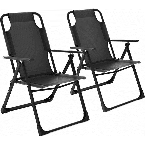 Amopatio Outdoor Folding Patio Sling Chairs Set of 2, Adjustable Recliner for adult, for Outdoor Camping Garden,300LB