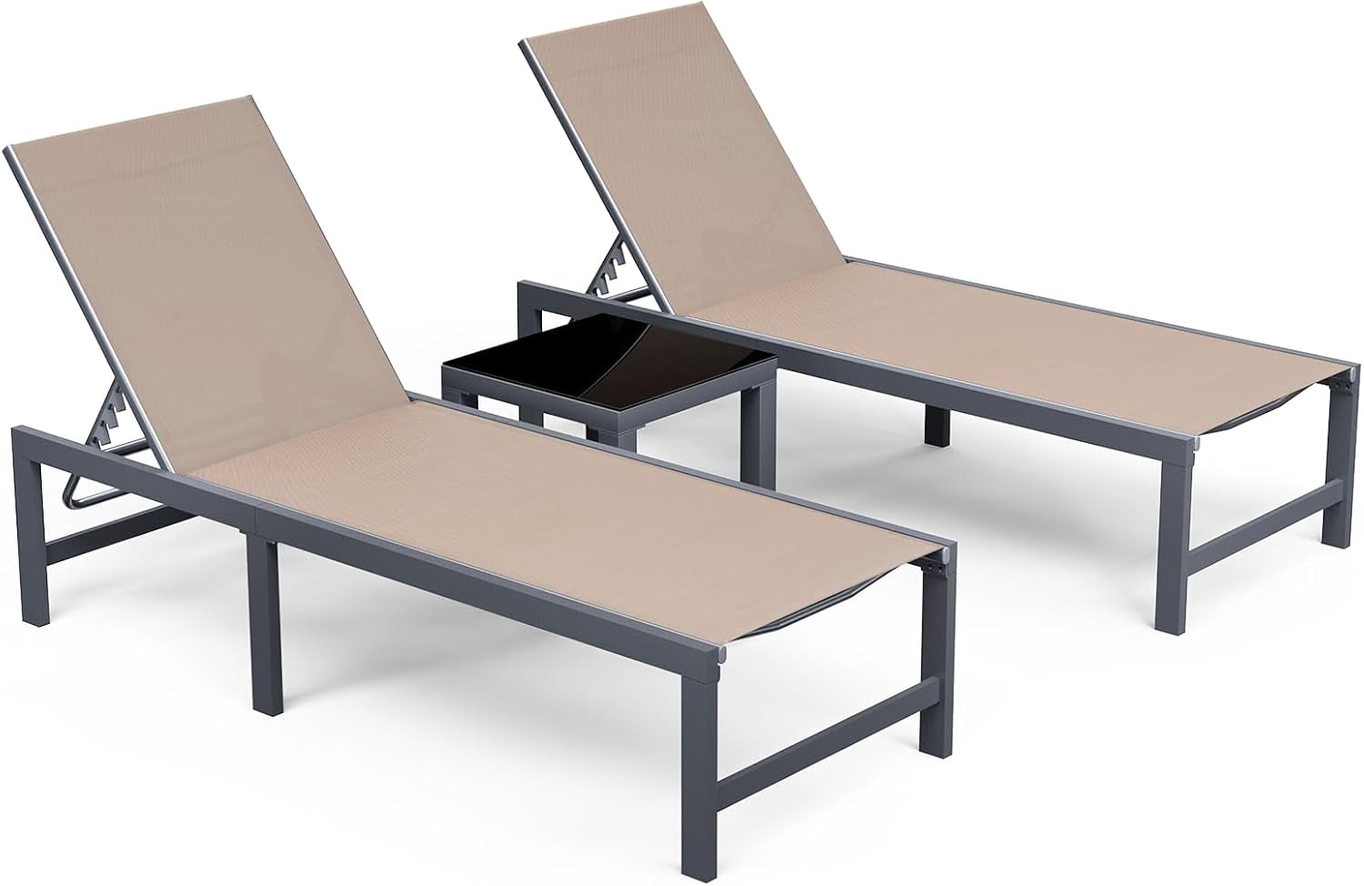 Amopatio Patio Chaise Lounge Set of 3, 24.4" Wider Outdoor Lounge