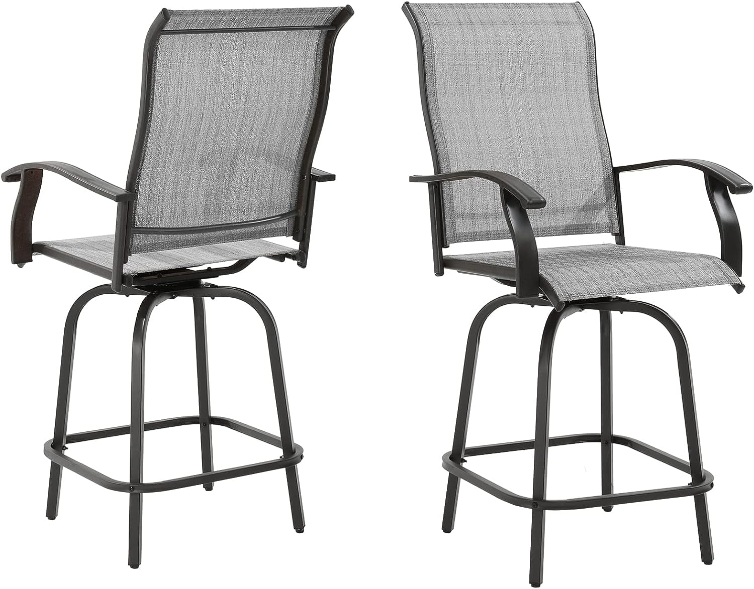Amopatio Patio Swivel Bar Stools Set of 2, Outdoor Bar Height Patio