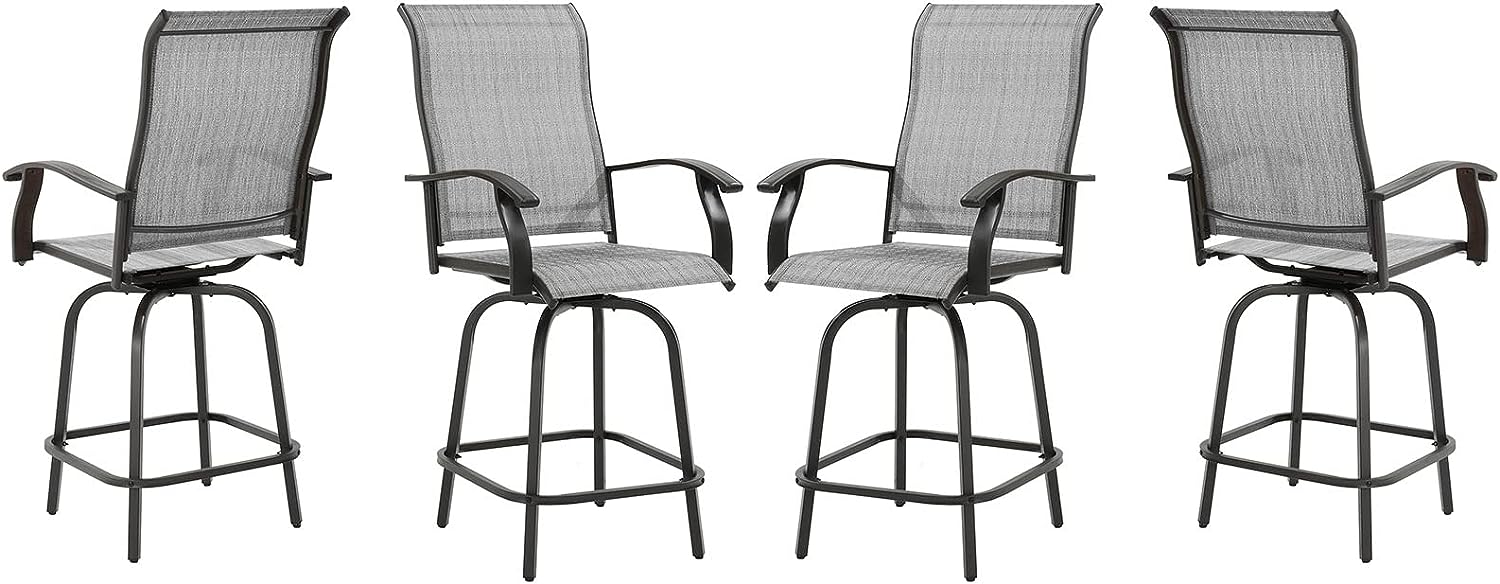Amopatio Outdoor Bar Stools Set of 4, Swivel Patio Chairs with High