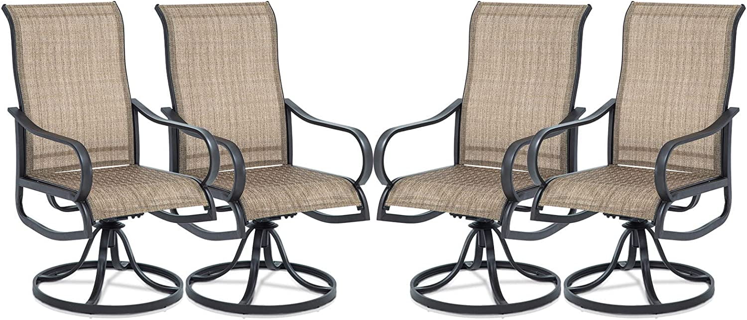 Amopatio Patio Swivel Chairs Set of 4, High Back Outdoor Dining Chair