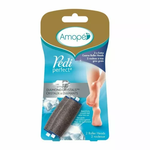 Amope Pedi Perfect Coarse Roller Heads Made with Diamond Crystals 2 Count