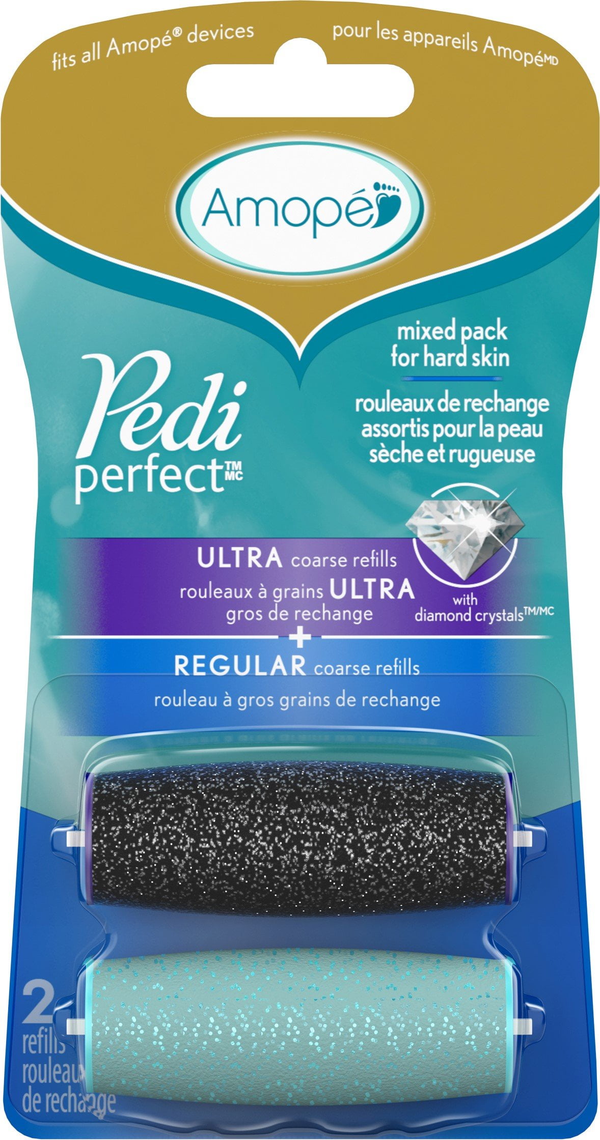 Amope Pedi Perfect Electronic Foot File Mixed Refills, Regular \u0026 Extra Coarse, 2 Count