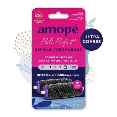 Amope Pedi Perfect Electronic Foot File Refills - Ultra Coarse 4, Removes Hard and Dead Skin, 2 Count