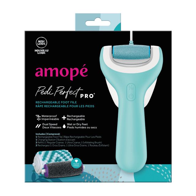 Amope Pedi Perfect Pro Rechargeable Foot File for Feet, Hard and Dead Skin
