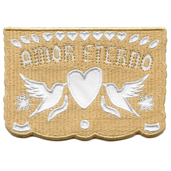 Amor Eterno Paper Banner Patch Hispanic Artist Embroidered Iron On Patch