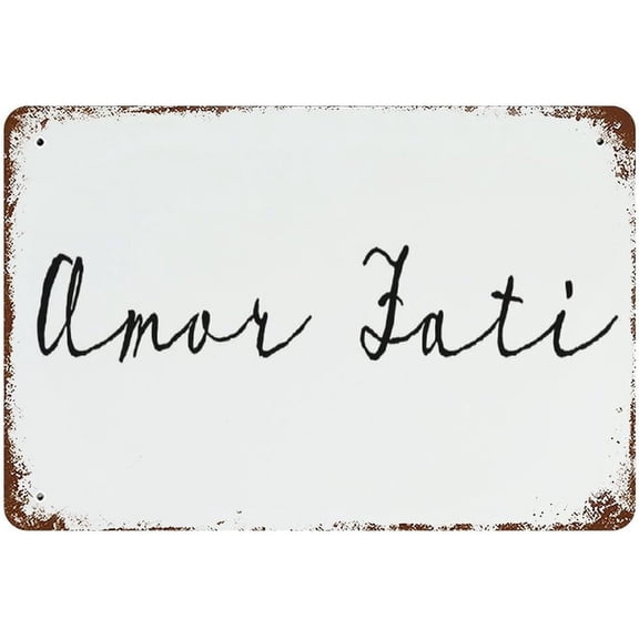 Amor Fati Metal Sign, Wall Hanging Sign, Vintage Metal Sign,Rustic Farmhouse Signs for Home Bar Coffee Office Garage Decor 8 X 12 Inch