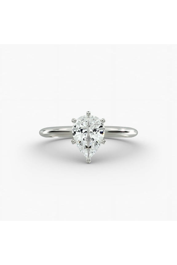 Jewel 1.7 Ct Pear Cut Lab Created Diamond Ring - 14K White Gold Plated Anniversary Rings - Gorgeous Love Ring for Bridal Jewelry - Engagement Wedding Ring for Women's - Valentine Day Gifts