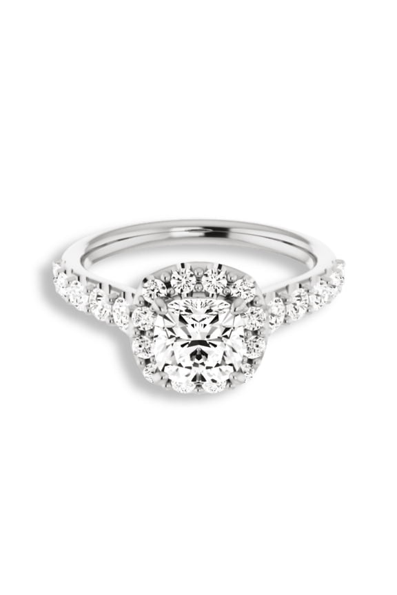 1.73 Ct Cushion Cut Diamond Rings - 14K White Gold Plated Anniversary Rings - Gorgeous Halo Ring for Bridal Jewelry - Engagement Wedding Halo Rings for Women's - Valentine Day Gifts