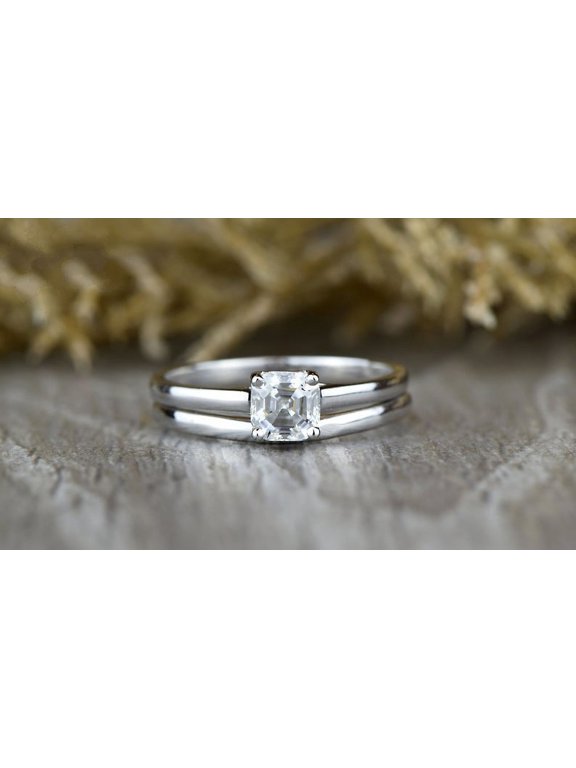 1.8 Ct Asscher Cut Lab-Created Simulated Diamond Solitaire Anniversary Ring 14K White Gold Plated for Her