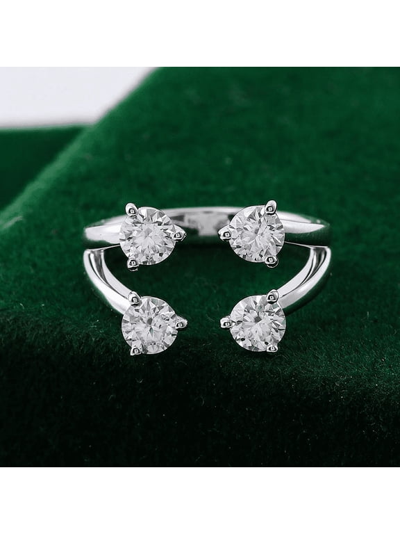 1.8 Ct Brilliant Round Cut Lab-Created Simulated Diamond Multi-Stone Split Shank Promise Ring 14K White Gold Plated