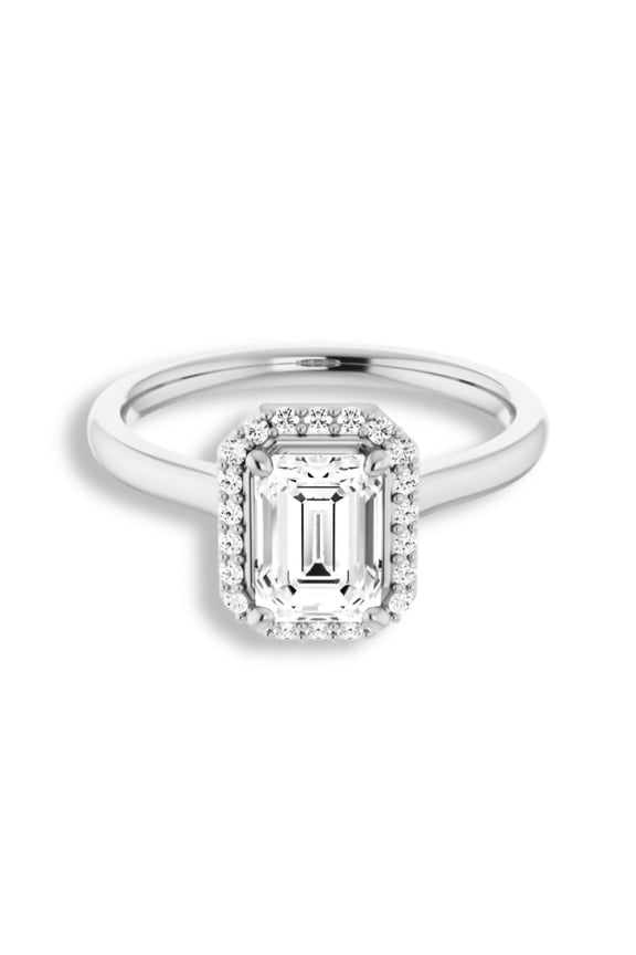 1.8 Ct Emerald Diamond Unique Rings - 14K White Gold Plated Halo Ring - Halo Ring Engagement Wedding Gift for Women's - Fancy New Style Ring for Woman's - Proposal Rings for Wife