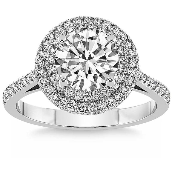 Amor Jewel 1.9 Ct Pear Cut Lab-Created Simulated Diamond Wedding Ring 14K White Gold Plated Ring for Women, Double Halo Wedding Ring, Christmas Gift