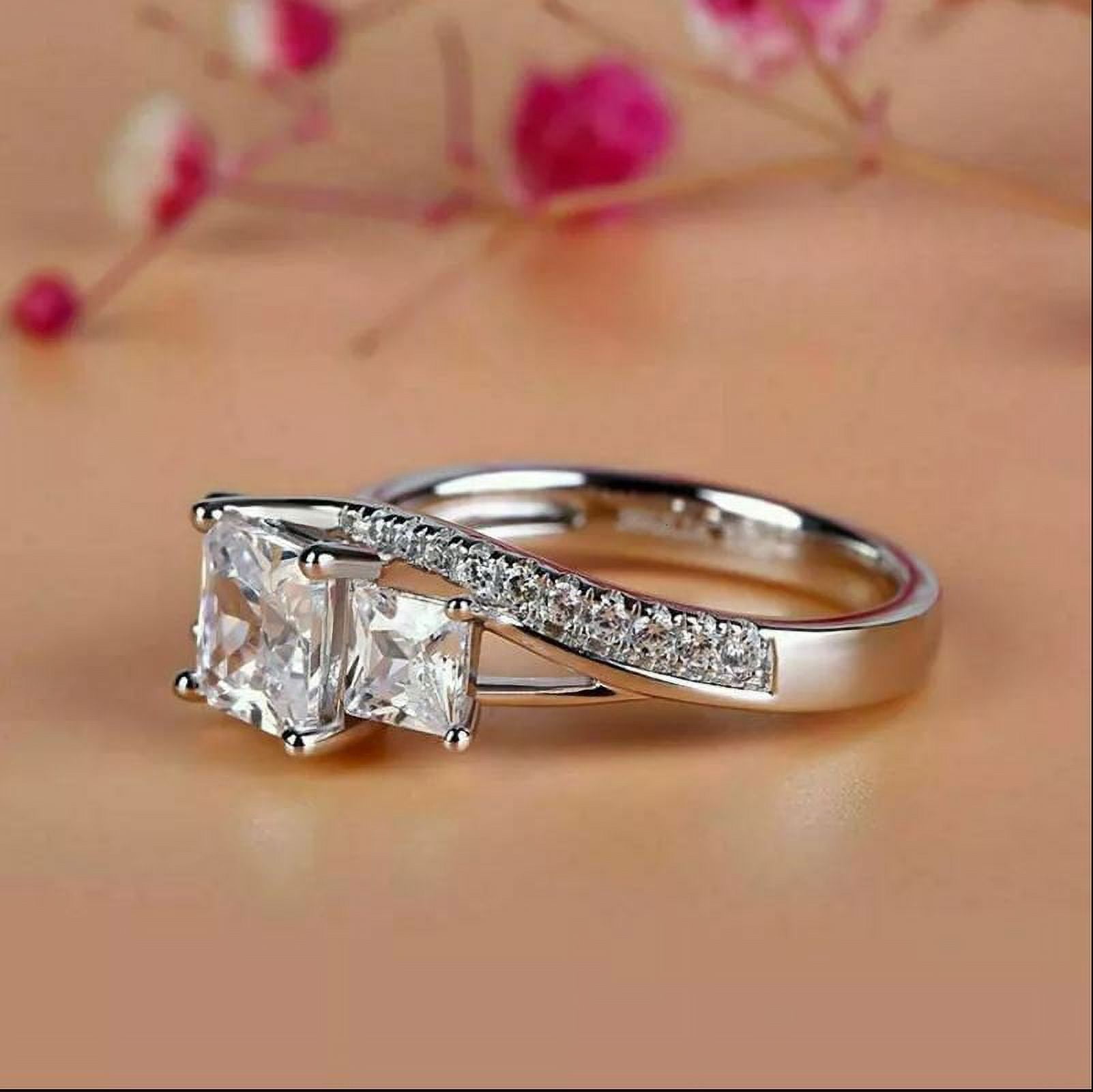 Amor Jewel 1.9 Ct Princess Cut Lab-Created Simulated Diamond Three ...