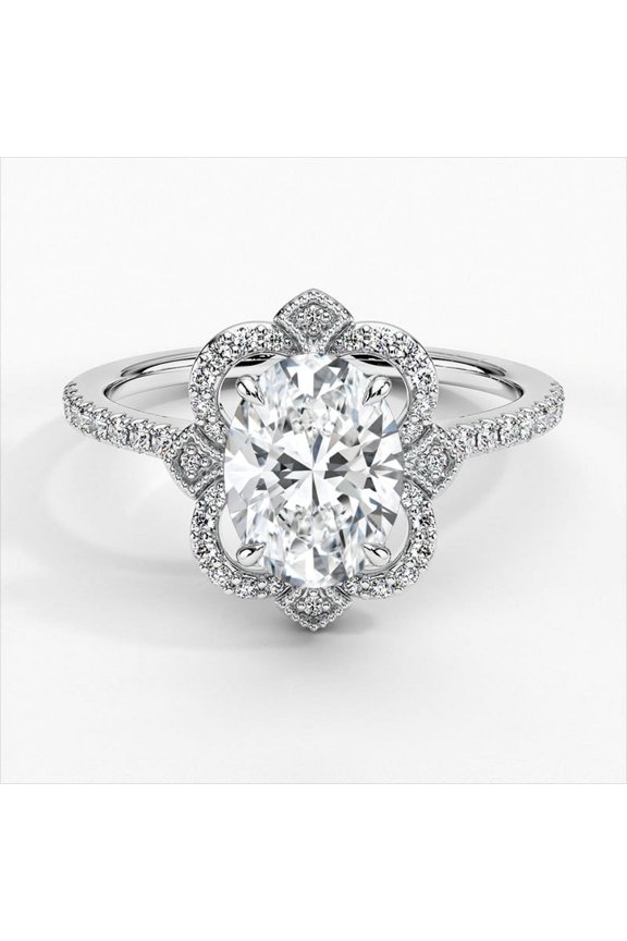 14K White Gold Plated Birthday Ring - 2 Ct White Oval Cut Diamond Ring - Simple Solitaire Wedding Engagement Ring for Women's - Simple Stacking Wedding Engagement Ring Gift for Women's