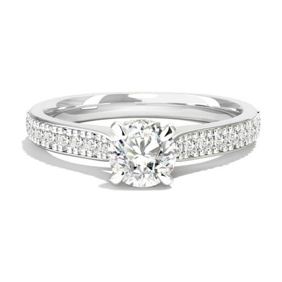 Amor Jewel 14K White Gold Plated Diamond Ring - Round Cut 1.8 Ct VVS1/D Diamond Solitaire Rings - Solitaire with Accent Wedding Engagement Ring For Women's - Forever Diamond Ring for Women's