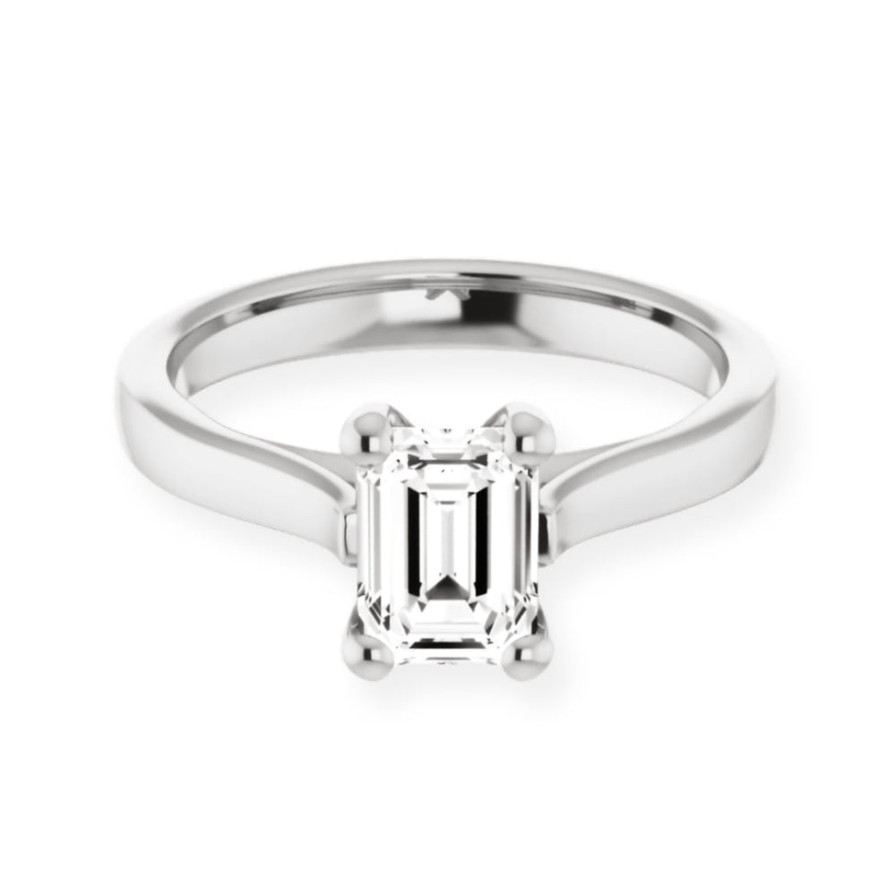 Amor Rings Amor Jewel 14K White Gold Plated Rings - 1.6 Ct Emerald Excellent Cut ...