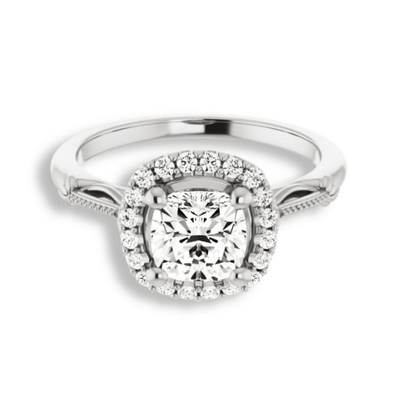 Amor Jewel 14K White Gold Plated Rings - 1.8 Ct Cushion Cut Lab Created Diamond Rings - Solitaire Halo Rings for Her - Engagement Wedding Prong Setting Rings for Women's - Causal Stacking Rings
