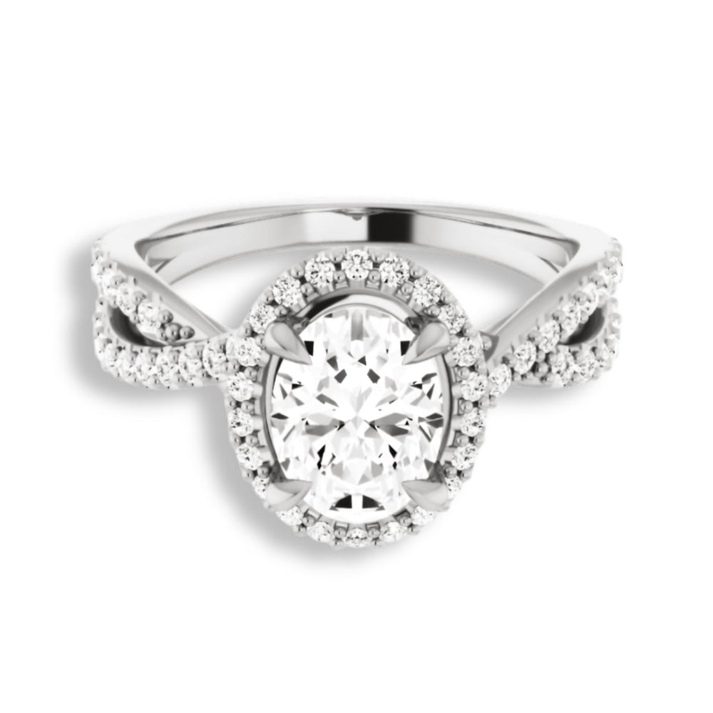 Amor Rings Amor Jewel 14K White Gold Plated Rings - Oval Cut Excellent 1.59 Ct ...