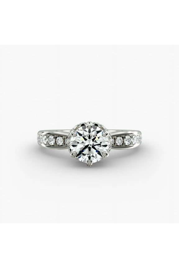 1.7 Ct Round Brilliant Cut VVS1/D Lab Created Diamond Engagement Ring - 14K White Gold Plated Diamond Wedding Ring - Solitaire Ring with Diamonds - Class Rings for Women - Proposal Rings