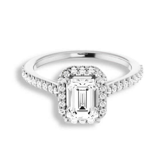 Amor Jewel 14K White Gold Plated Wedding Anniversary Rings - 1.6 Ct Emerald Cut Lab Created Diamond Rings for Her - Stackable Mountain Diamond Ring - Fine Diamond Beautiful Special Occasion Rings