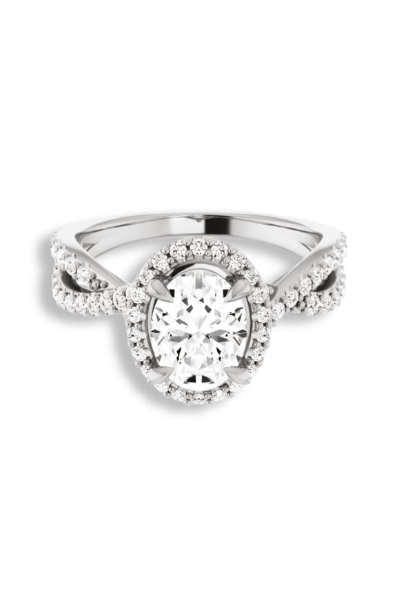 14K White Gold Plated Wedding Rings - 2.2 Ct Lab Created Oval Cut Diamond Rings for Women's - Modern Cluster Engagement Wedding Rings for Her - Unique Anniversary Gifts for Women's