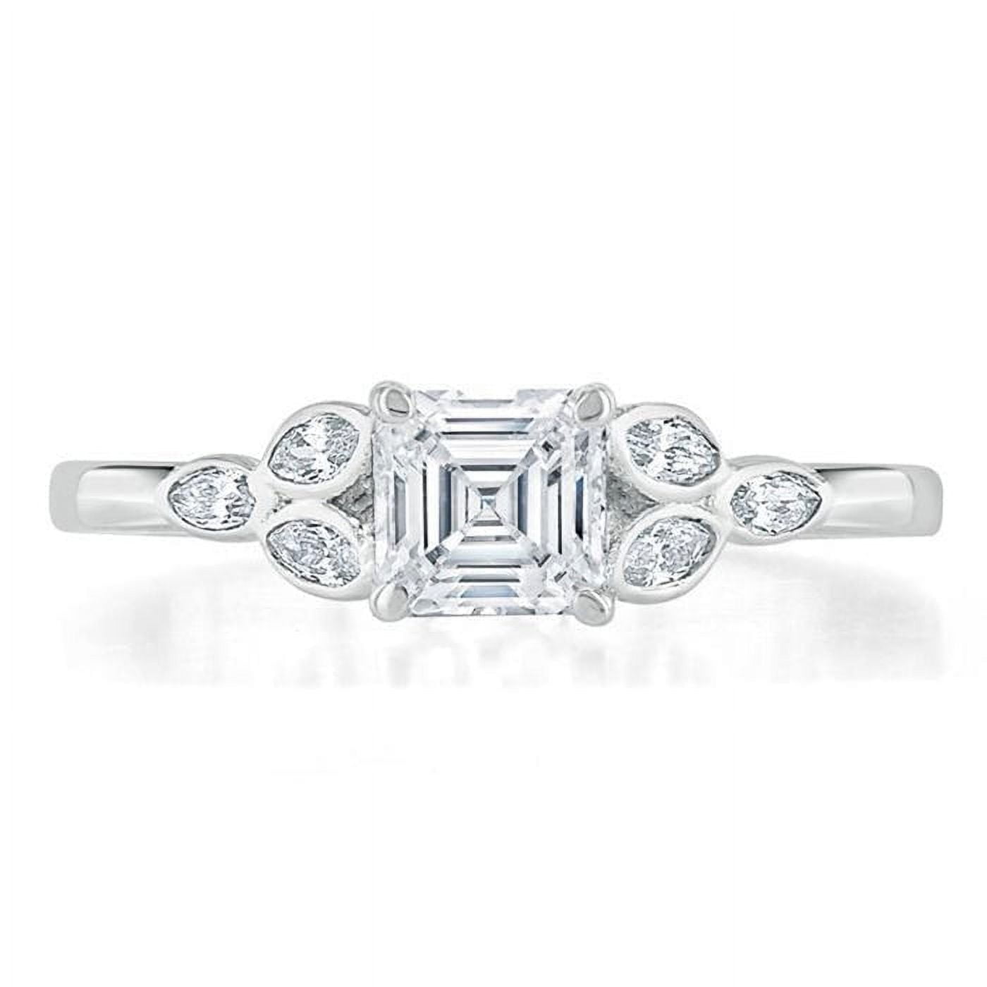 NANA Silver Asscher Cut Solitaire Pendant - 7mm (2ct Look) Cubic Zirconia With 22" Adjustable Box Chain, Rose Gold Plated
