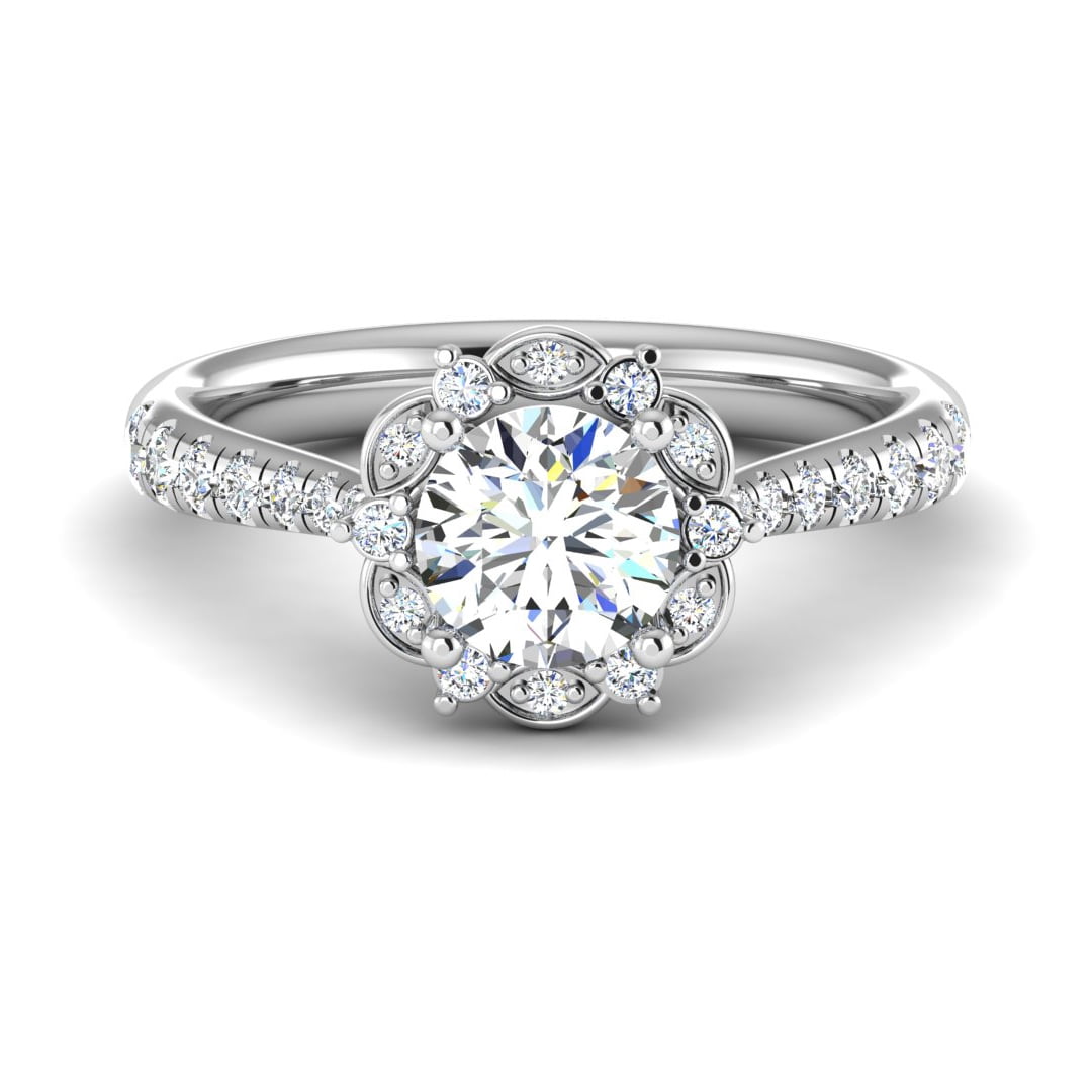 Amor Jewel 2 Ct Brilliant Round Cut Halo Lab-Created Simulated Diamond ...