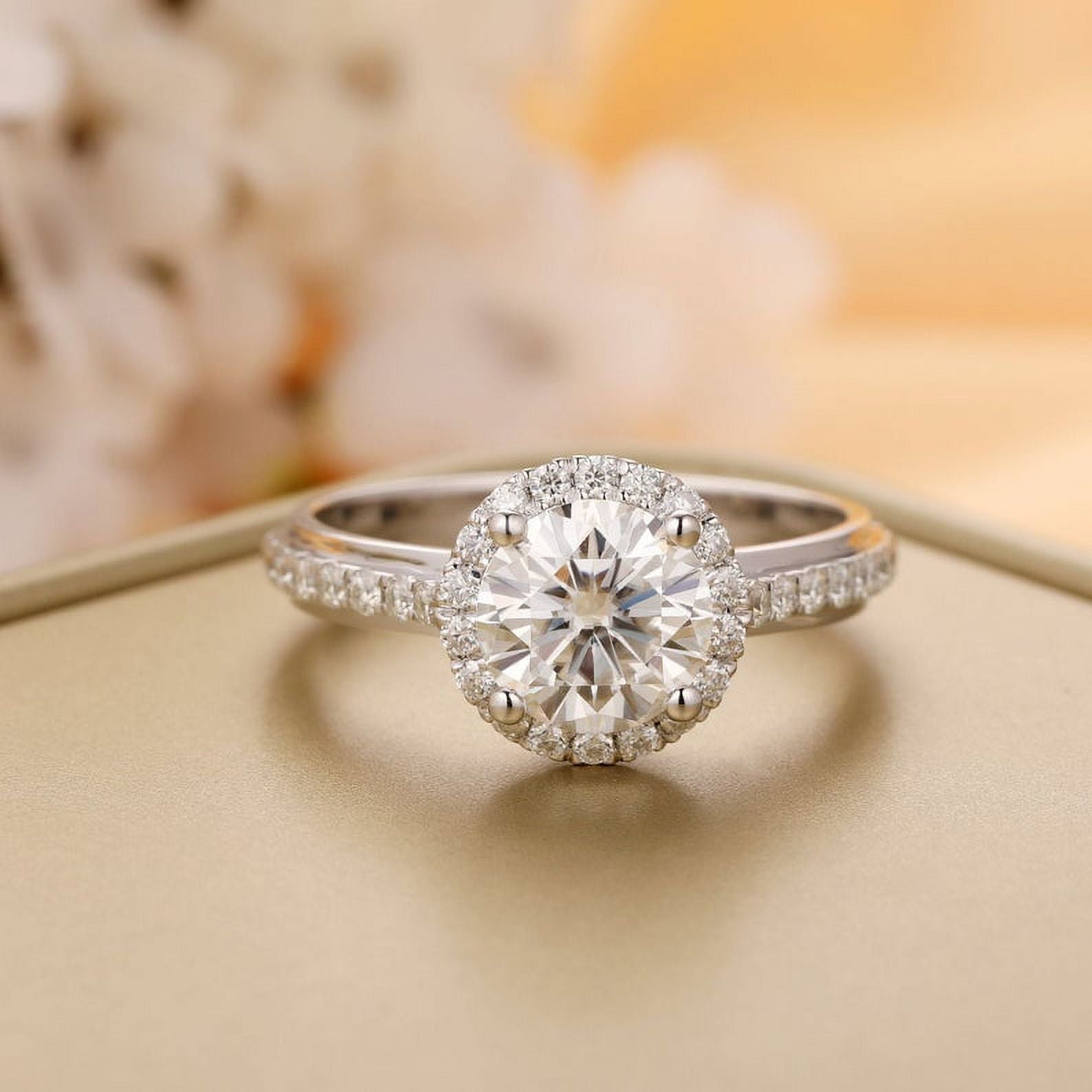 Amor Jewel 2 Ct Brilliant Round Cut Lab-Created Simulated Diamond Halo ...