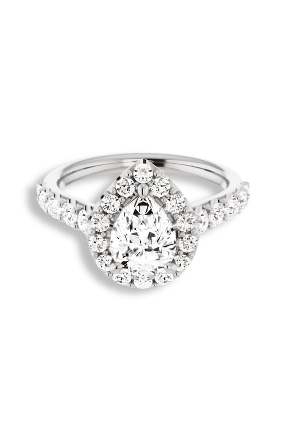 2 Ct Lab Created Pear Cut Diamond Ring - 14K White Gold Plated Anniversary Ring - Cluster Wedding & Engagement Fine Diamond Jewelry Collections - Gifts for Her - Unique Proposal Rings