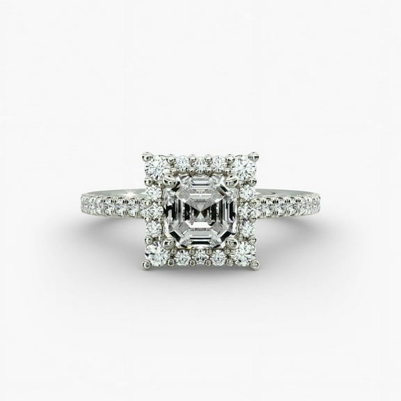 Amor Jewel 14K White Gold Plated Wedding Ring - Asscher Cut 1.9 Ct Lab Created Diamond Ring for Women's - Anniversary Gifts - Diamond Ring for Women's - Heart Shape Proposal Ring - Promise Gifts Her