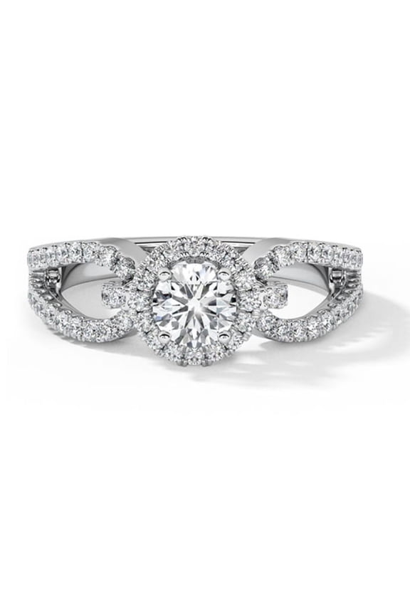 2 Ct Round Cut Diamond Rings - 14K White Gold Plated Wedding Rings - Gorgeous Anniversary Gifts for Women's - Christmas Special Gifts for Her - Engagement Solitaire Halo Split Shank Rings