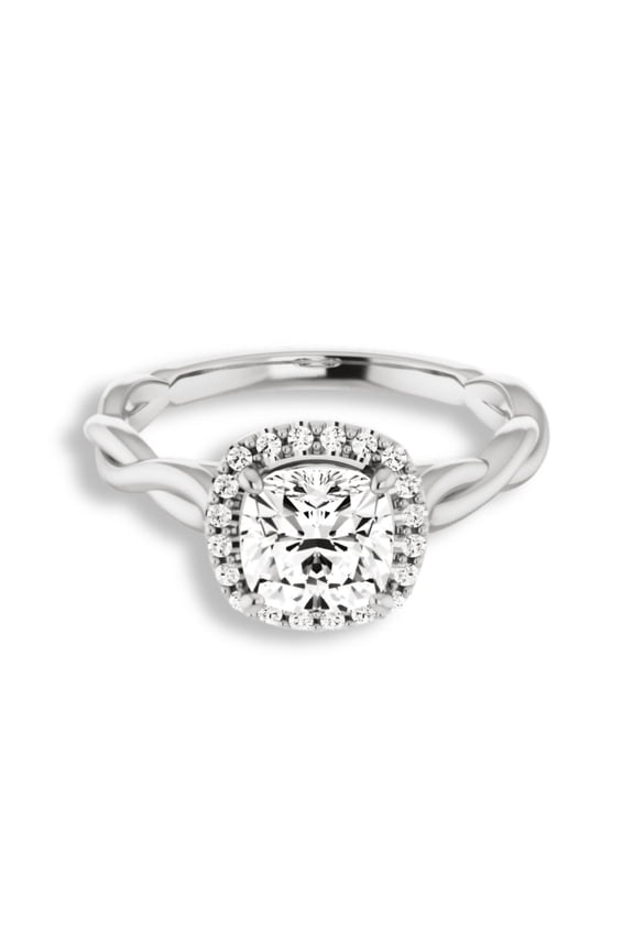 Cushion Cut 1.9 Ct VVS1/D Lab Created Simulated Diamond Rings - 14K White Gold Plated Rings - Halo Twisted Engagement Wedding Diamond Rings for Women's - Christmas Special Gift for Her