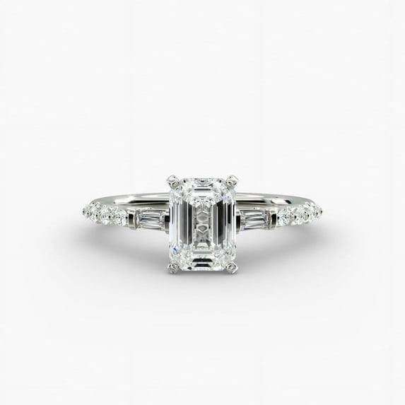 Amor Jewel Jewel Emerald Cut 1.9 Ct Lab Created Diamond Ring - 14K White Gold Plated Ring - Engagement Wedding Diamond Ring for Women's - Anniversary Gift On Clearance Rings - Simple Ring for Wife