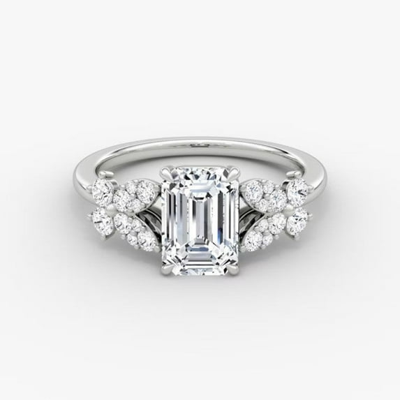 Amor Jewel Excellent 1.8 Ct Emerald Cut White Diamond Anniversary Ring for Her - 14K White Gold Plated Engagement Rings - One Stone Lab Created Diamond Engagement Ring - Bridal Wedding Band Rings